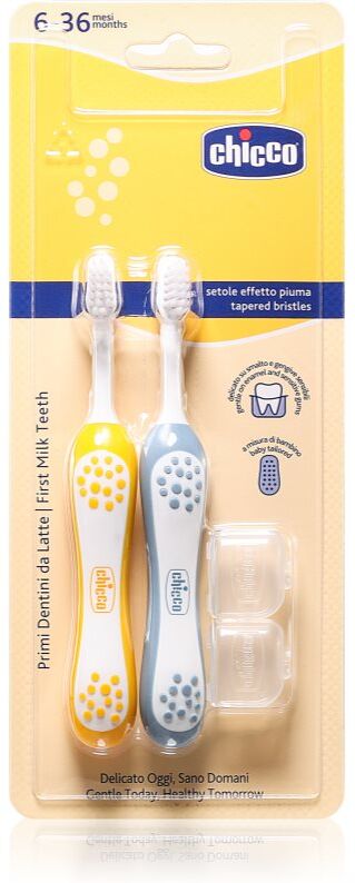 Chicco Toothbrush Set 6-36m brosse à dents pour enfants Indigo-Mustard