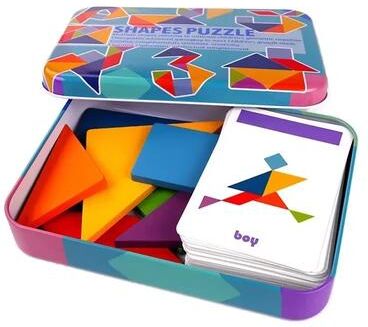 Inspired Finds WoodlandShapes 3D Wooden Animal Jigsaw Puzzle Montessori Early Learning Toy colorful Tangram