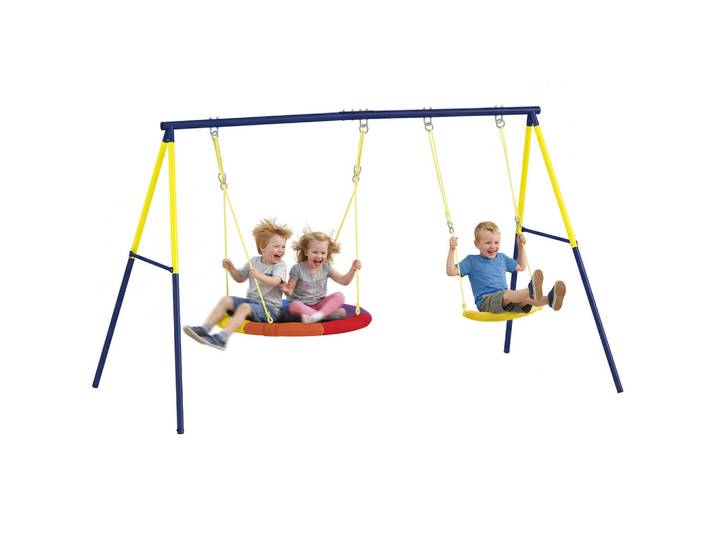 ComfortXL Schaukel De-17996 mit Nestschaukel & Pendelschaukel Mehrfarbig, Metall, 160x265 cm, Freizeit & Co, Gartenspielzeug