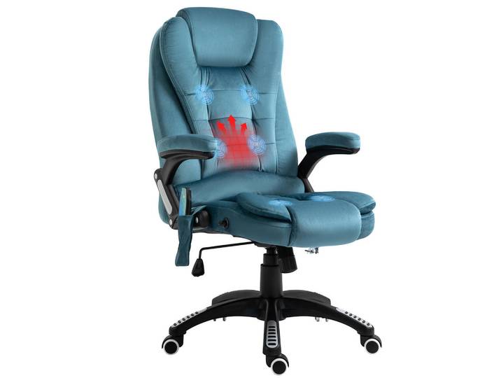 ComfortXL Chefsessel De-11651 mit Massage & Heizung Blau, 72x120x68 cm, Büromöbel, Bürostühle, Chefsessel
