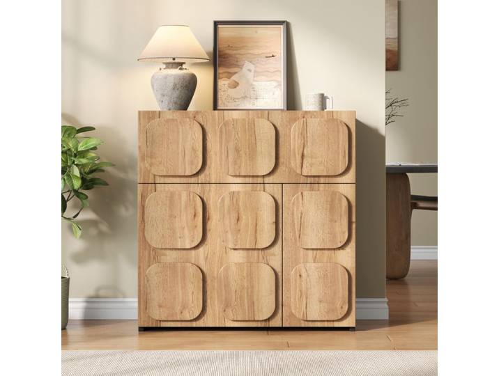 Buffet haut scandinave - Meuble à caisse vintage - bois - 79.6x34.8x81.5 - 50kg