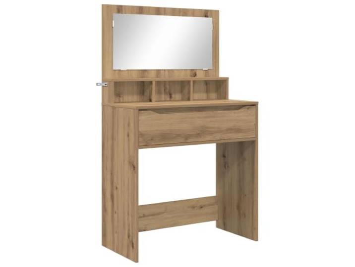 Xhnifbn Schminktisch mit Spiegel Frisiertisch Artisan-Eiche 80x39,5x135 cm Moderner Frisiertisch fürs Schlafzimmer mit großem Flachspiegel und geräumiger Schublade für Kosmetik und Schmuck.