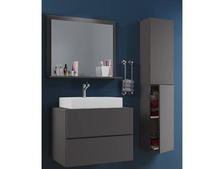 home24 Badkamerset Lendas II 3-delig 94cm grijs/antracietkleurig