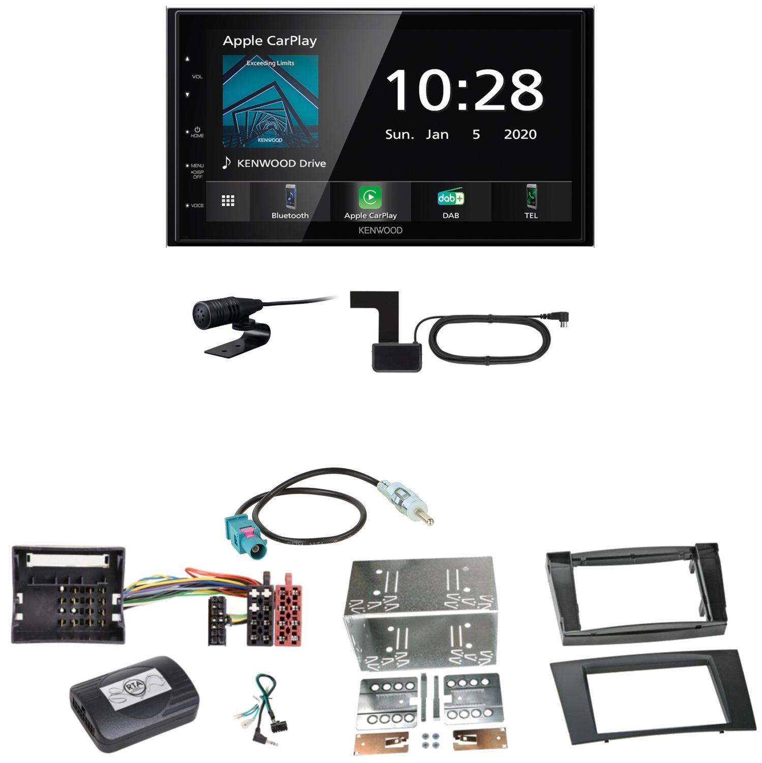 Kenwood DMX5020DABS Android Auto CarPlay Einbauset für Mercedes W211 CLS W219