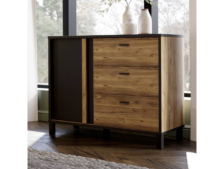 Commode 110 x 85 x 42cm Marron/Noir