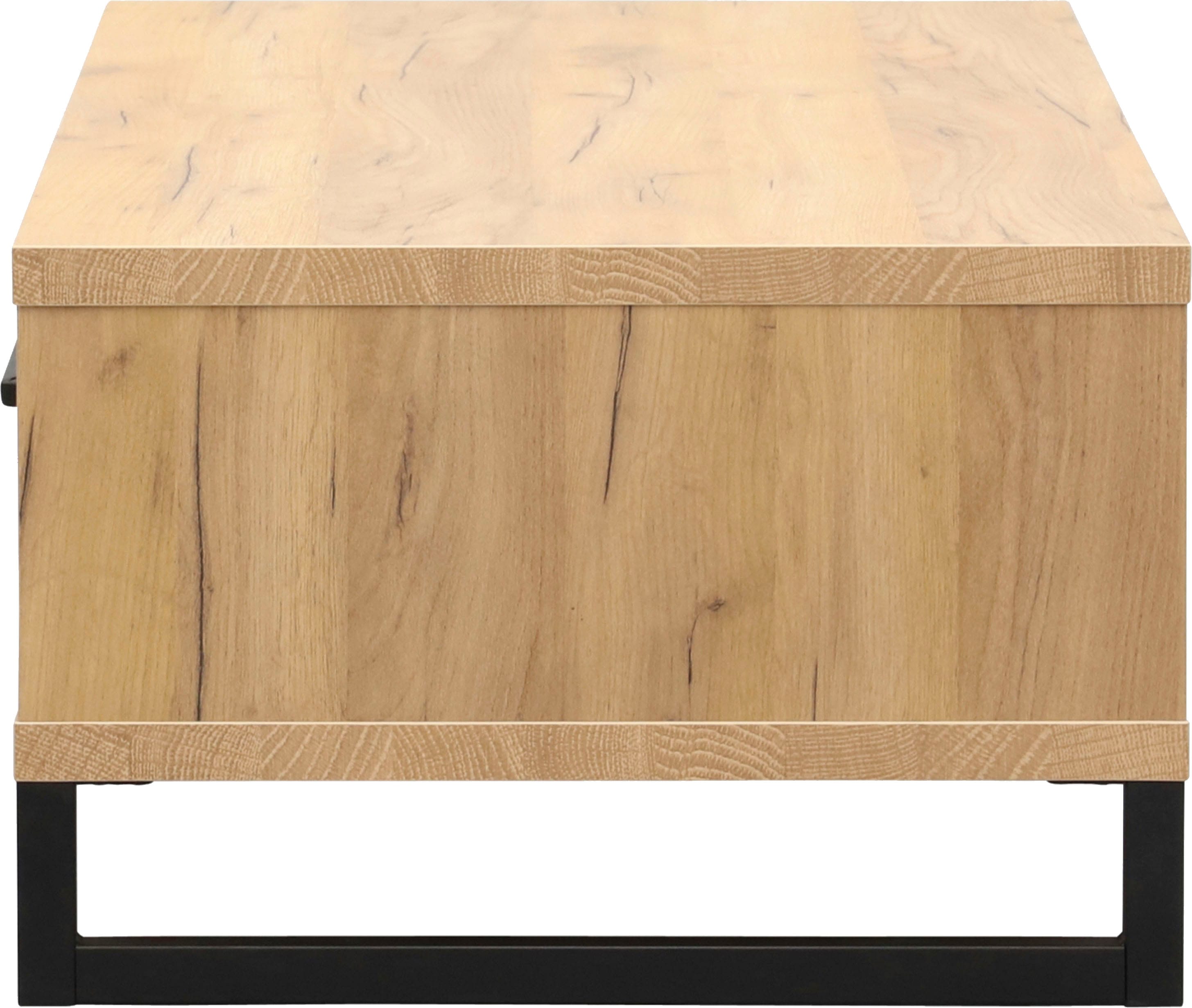 Couchtisch OMG DESIGN "Ronda", schwarz (smoked oak, schwarz, smoked oak), B:120cm H:40cm T:60cm, Tische, Couchtisch, Oval mit Metallgestell