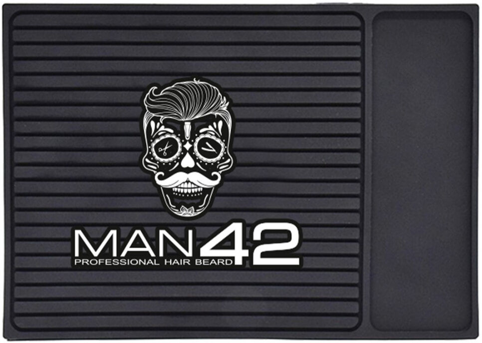 Man42 Tappetino Barber Shop in Gomma Antiscivolo – Protezione per Banconi e Postazioni di Lavoro 35 x 24,5 cm