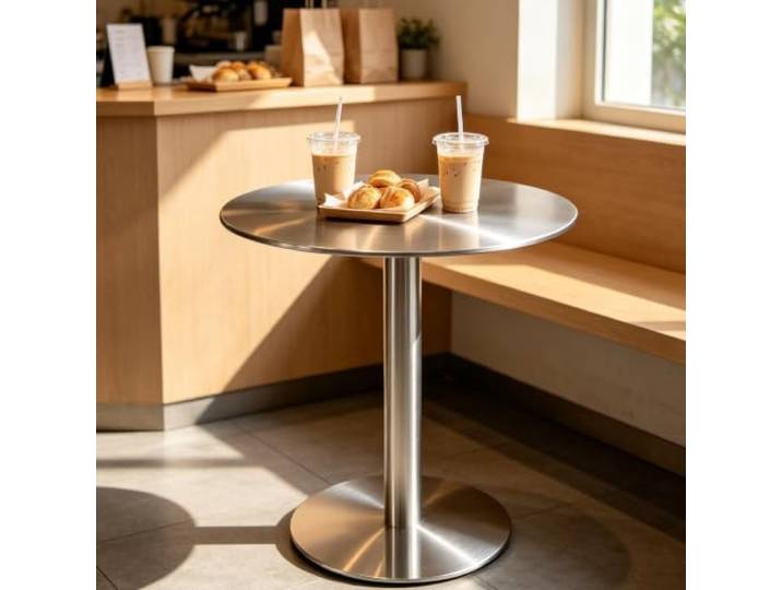 Bistro-Cocktailtisch mit stabiler Basis, runder/quadratischer Stehtisch Edelstahl-Getränke-Couchtisch, Sofa-Beistelltisch für Milchtee-Shop, Café, Esszimmer(Round,80x80x75cm)