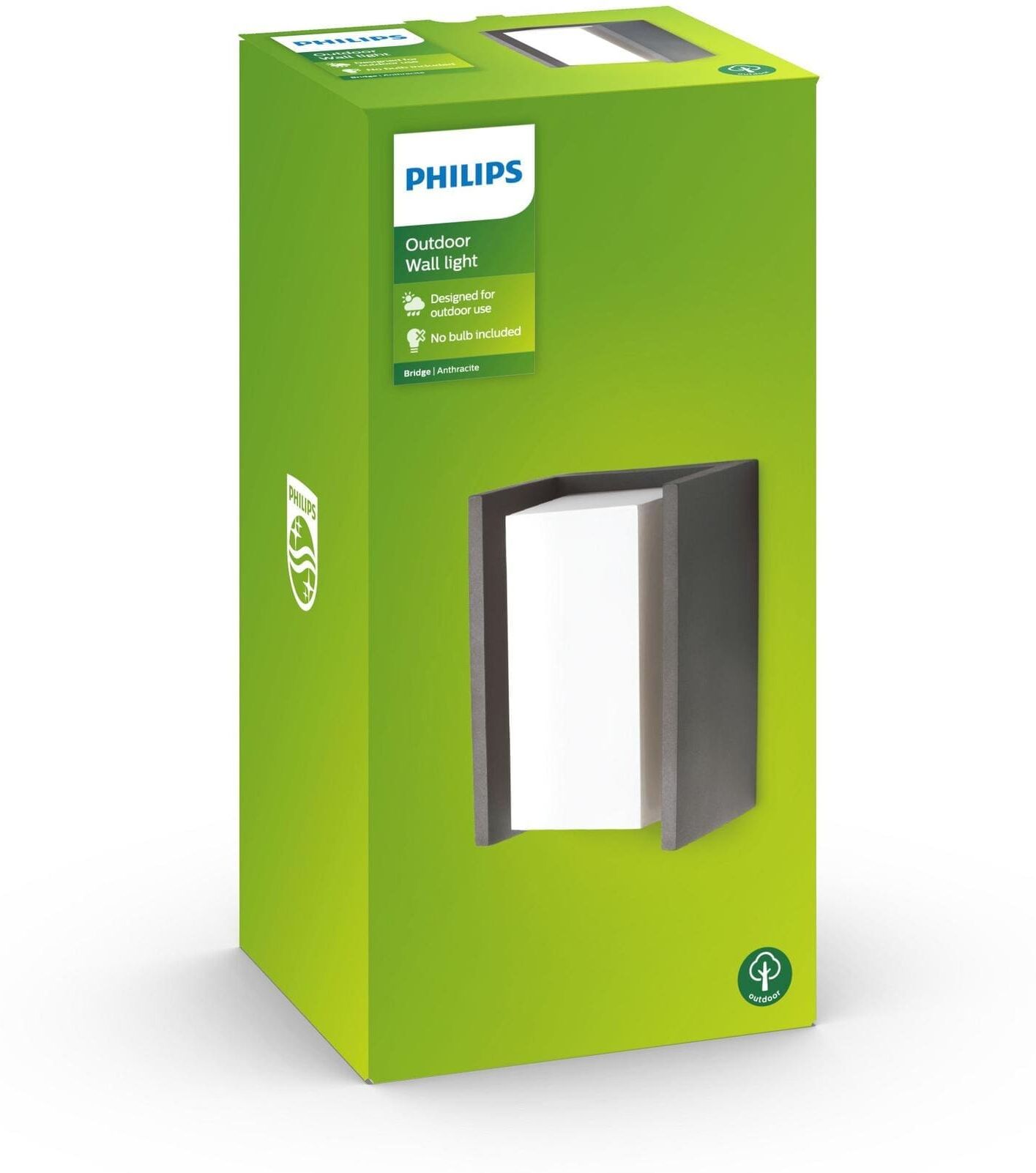 Wandleuchte PHILIPS "Bridge, E27, 42", grau, B:10,1cm H:21,2cm L:11,8cm, Leuchten, Wandleuchte grau 1, H: 21,2cm