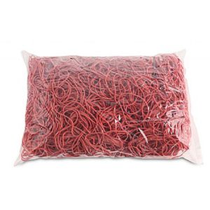 Office-Products Gummibänder 18105019-04, Länge 80mm, Breite 1,5mm, rot, 1000g