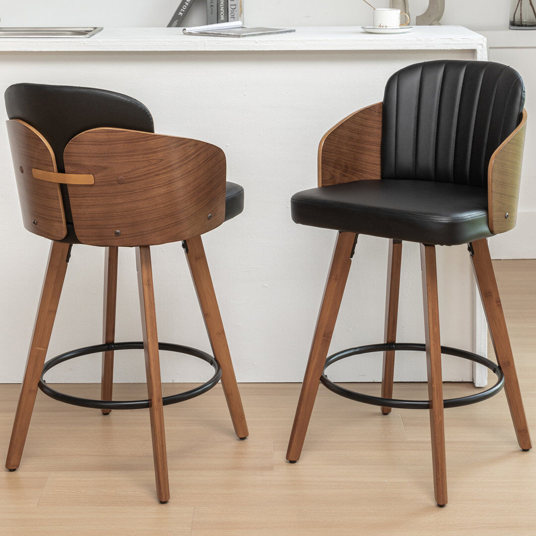 Blue Elephant Ljubka Swivel Bar Stool Black Counter Stool (66.8cm Seat Height)