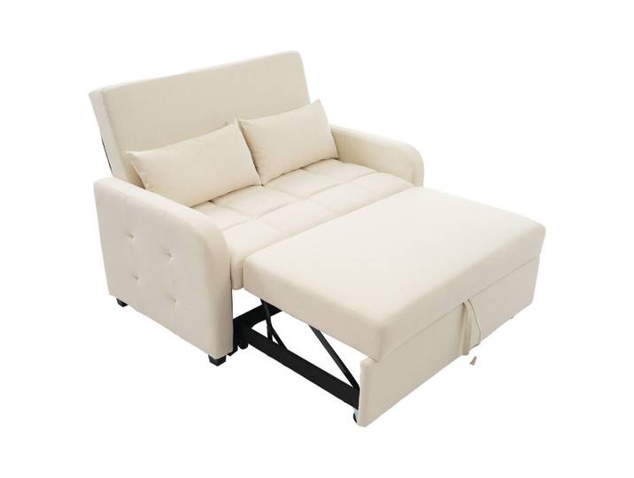 Flieks Sofa Klappsofabett Verstellbarer Rücken Multifunktional Kleinwohnung 180x127cm, Beige, Holz, 109.22x16.51x57.15 cm, Babymöbel & Kindermöbel, Kinderzimmer & Jugendzimmer, Schlafsofas