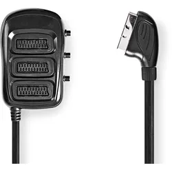 Nedis SCART-Schaltbox - SCART Stecker - 3x SCART Buchse - Vernickelt - Maximale Auflösung: 800x480 - 0.50 m - Rund - PVC - Schwarz - Box