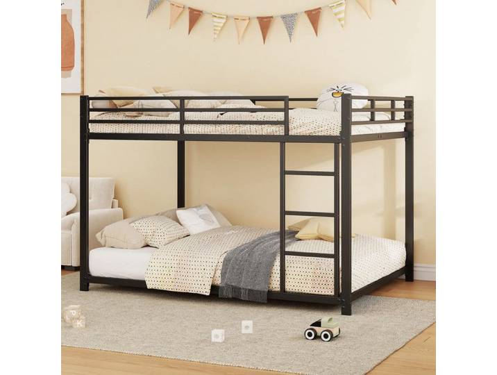 Lits bébé - 140x200 - lits en fer - lits superposés en fer de forme classique - noir