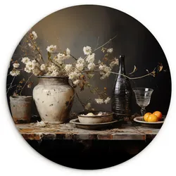 WANDBILD Stilleben - Blumen - Blumenstrauß - Vase - Wein Wanddeko Schlafzimmer 60x60 cm