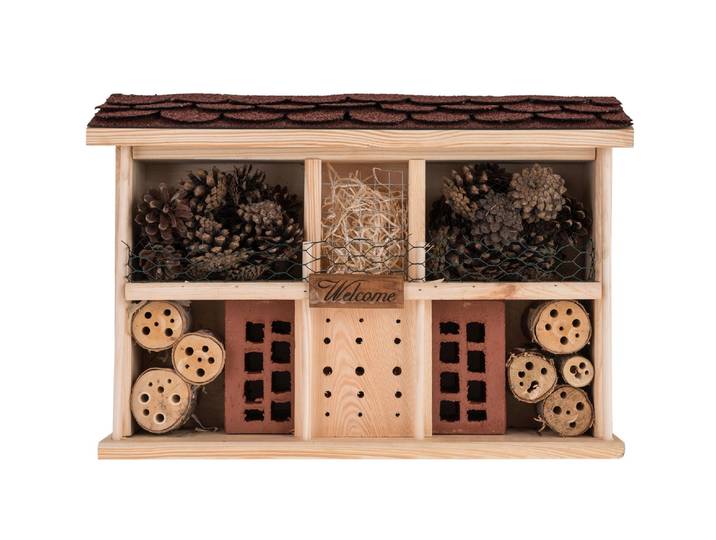 Insektenhotel Eric Insektenhotel Landsi , braun (bunt), B:44,5cm H:32cm T:12,5cm, Insektenhotels, Insektenhotel, Holzart: Kiefer (Polen)