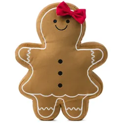 Gözze gefülltes Kissen Lebkuchen 'Frau' 27 x 34 cm Hellbraun
