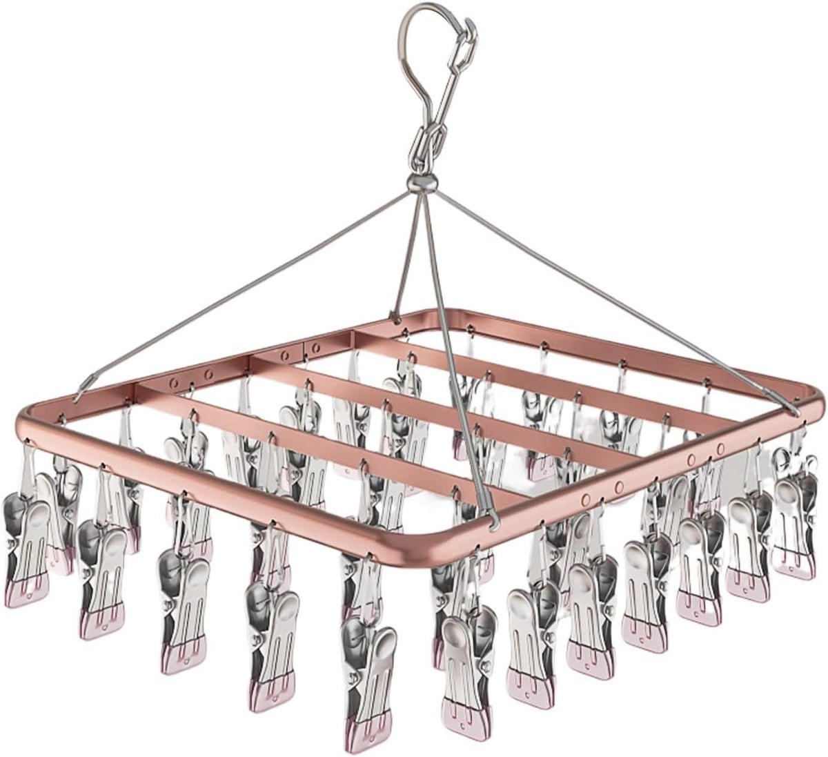 Wit wasrek met clips en kledinghanger organizer voor ruimtebesparend drogen, 37 cm