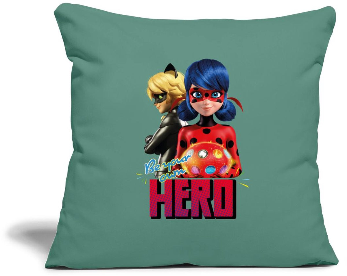 Spreadshirt Miraculous Be Your Own Hero Sierkussenhoes voor volwassenen, 45 x 45 cm