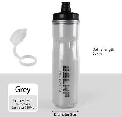 Uplift Essentials 720 Ml Dual Layer Bicycle Water Bottle For Outdoor Cycling grey