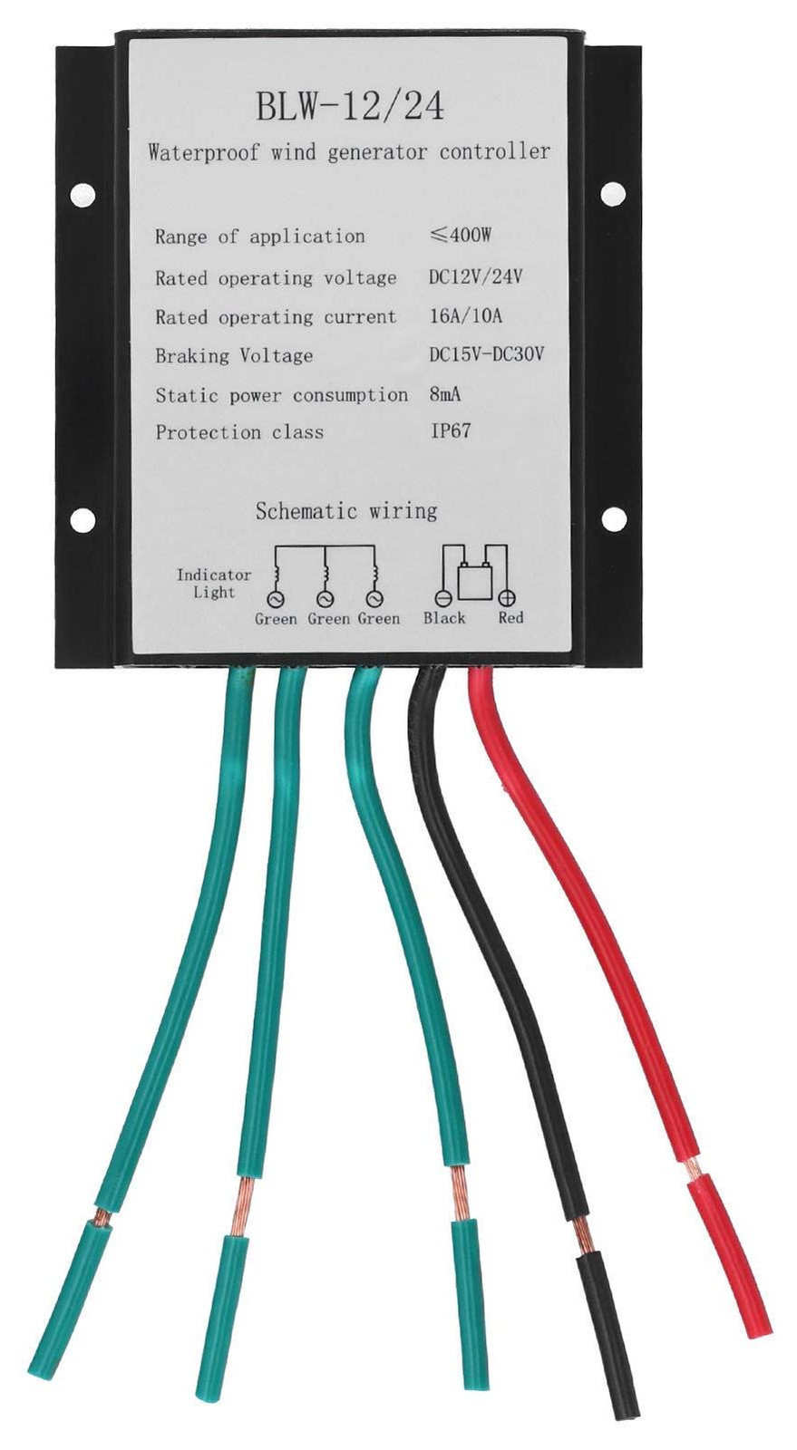 Dripio Windturbine-regelaar 400W, 12/24V, IP67 waterdicht