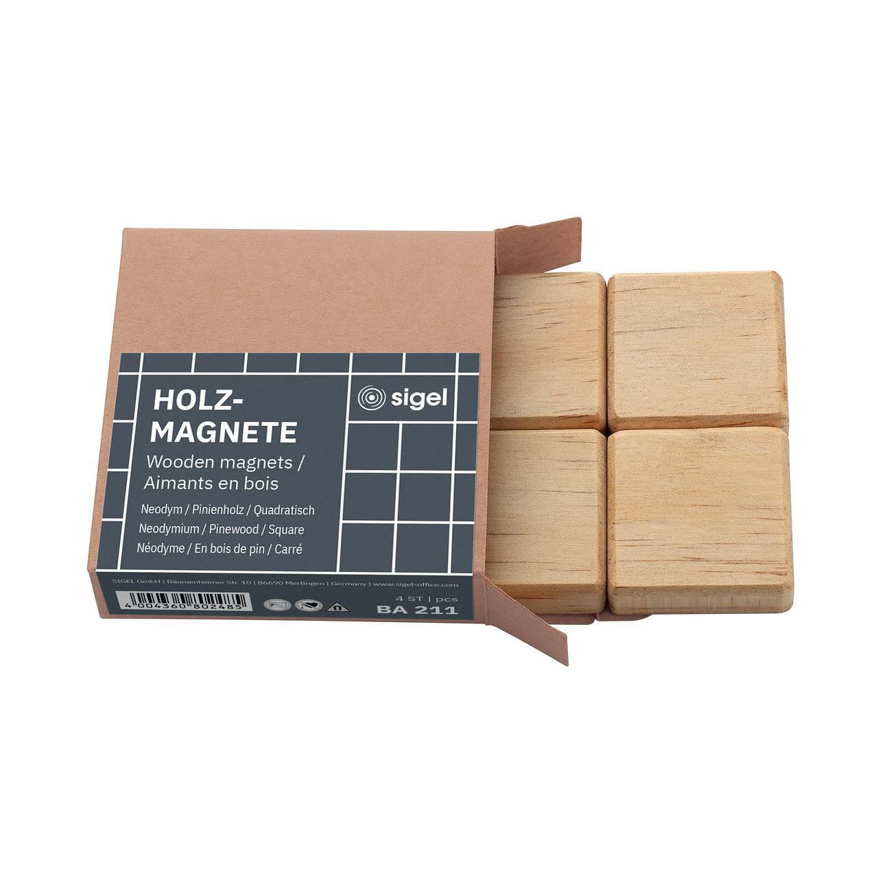 SIGEL 4 Magnete braun 3,3 x 3,3 x 0,9 cm