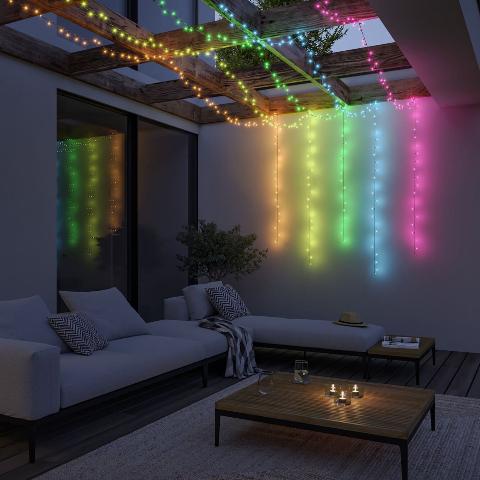 home24 Outdoor-lichtsnoer RGB zwart 740 cm