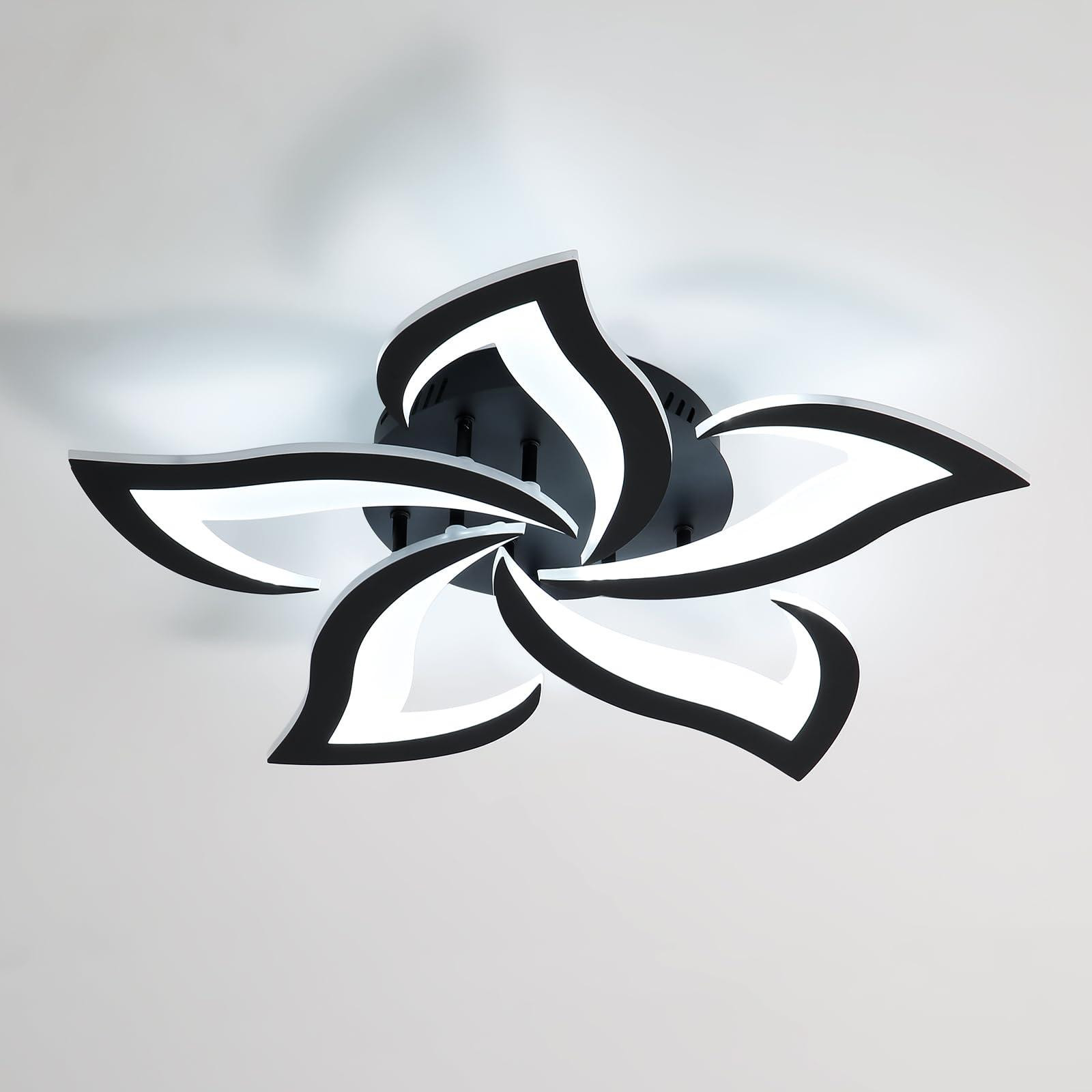 COMELY LED Plafondlamp met Bloemblaadjes - Zwart - Diameter: 58 cm