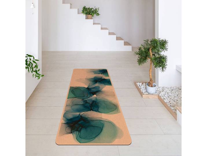 Läufer/Yogamatte - Wilde Blüten 183 x 61cm Türkis