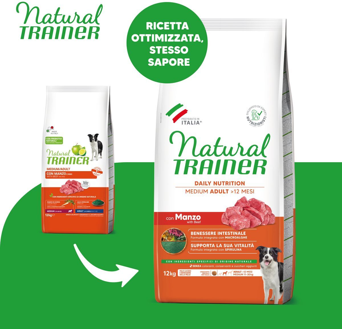 Natural Trainer Adult Medium con Manzo 12KG