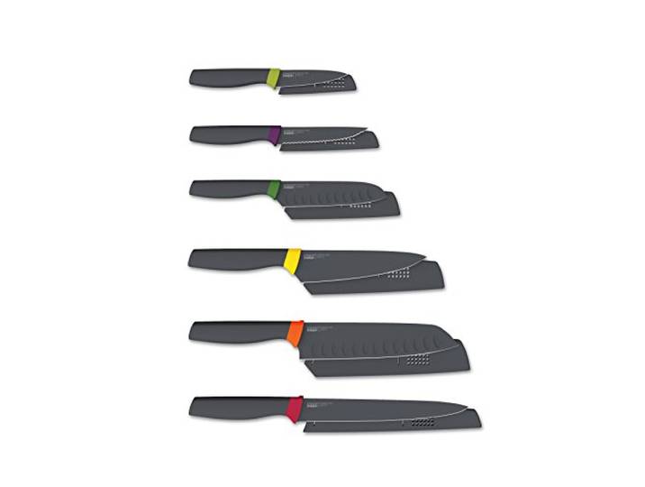 Joseph Joseph Elevate Chefkoch-Messerset (6-teilig), Stahl, mehrfarbig, verschiedene Größen