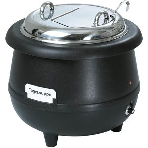 Bartscher Suppenkessel Gourmet elektrisch, aus Kunststoff , 450 Watt, mit Klappdeckel, 50 bis 95°C, schwarz, 10 Liter