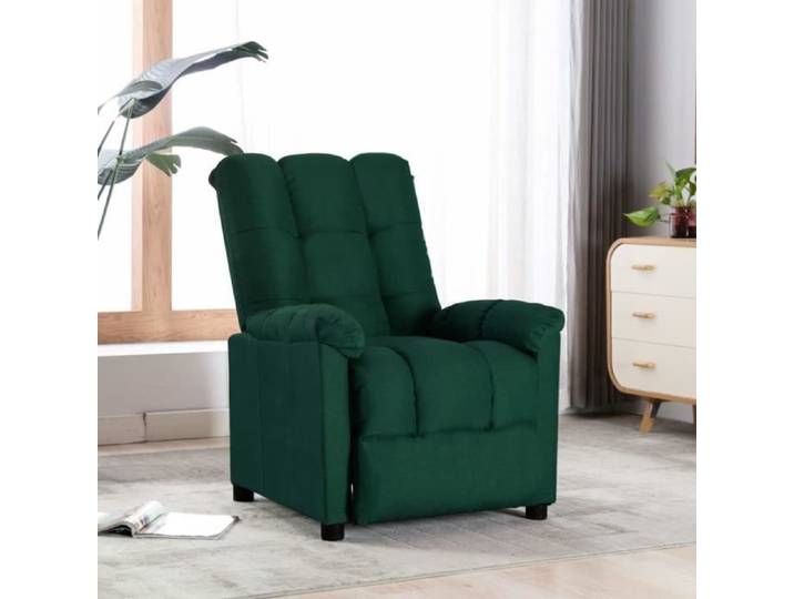 CHEZZOE Fauteuil Relaxation inclinable Style Contemporain - Fauteuil Relax Vert foncé Tissu 11401