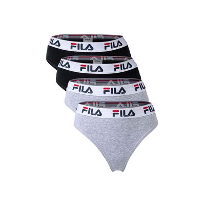 String FILA "String 4er Pack", Damen, Gr. M, schwarz (schwarz, grau), Obermaterial: 95% Baumwolle CO. 5% Elasthan EL., Unterhosen String