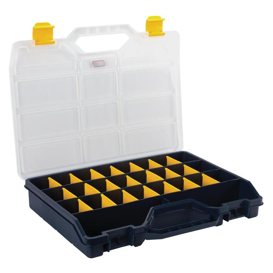 Raaco Sortimentskasten B388xT290xH61mm max. 25 Fächer 21 lose Trennwände transparent schwarz (715362)