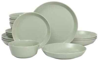 Gibson Home Summer Shades 16 Piece Plates and Bowls Dishes Service for 4 Stoneware Dinnerware Set
