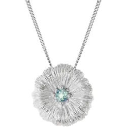 trendor 31162-02 Damen-Kette mit Lotusblatt Silber Rhodiniert mit Blautopas, 45 cm
