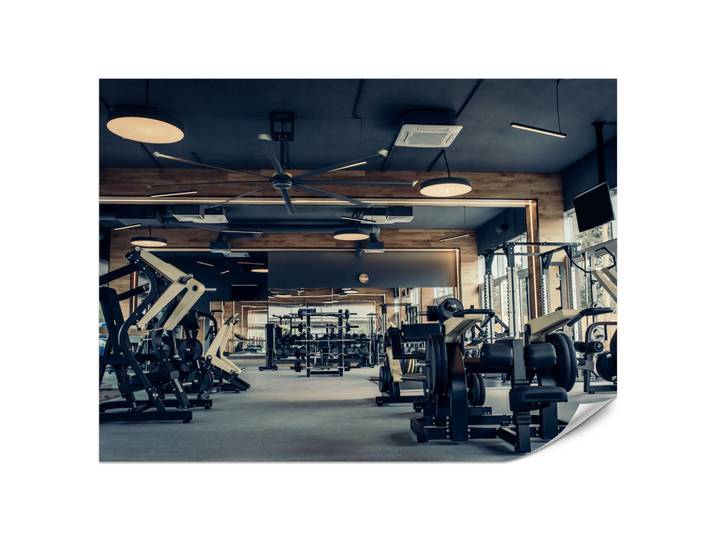 Muralo Fototapete Modernes Fitnessstudio Trainingsgeräte Sport 500x350, Braun, Grau, Schwarz, Papier, Rechteckig, 500x350 cm, Tapeten & Wandverkleidungen, Fototapeten