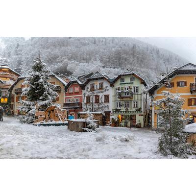 Fototapete PAPERMOON "Dorf im Schnee", bunt, B:4m L:2,6m, Vlies, Tapeten