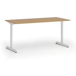Bürotisch PRIMO BETA, 160x80 cm, weißes Metallgestell, Buche