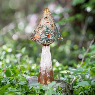 Evergreen 18 in. Printed Metal Mushroom Statuary