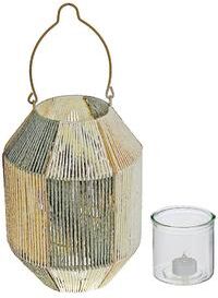 IH Casa Decor Luna Paper Rope Lantern With Handle Green/Beige