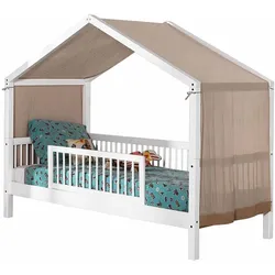 HAUSBETT 90x200 Keeley Buche Weiß Holz Himmel Komfort Stabil