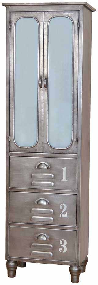 Pharao24.de Hochschrank für Küche Metall Milchglas