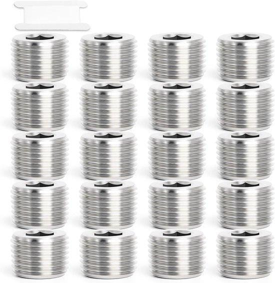 Allecto Plus Set van 10 Interne Hex Draad Pipe Plugs 1/4" BSP, Roestvrij Staal, Zilver