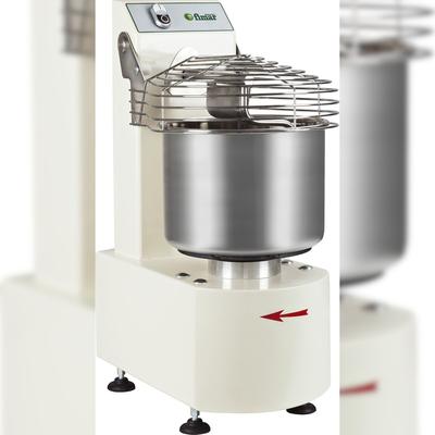 Patentierter Hakenkneter für Teige mit niedriger Hydratation. 10-Liter-Behälter für 7 kg Teig pro Zyklus. FIMAR Modell BERTA7