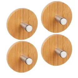 relaxdays 4er-Set Handtuchhaken selbstklebend natur/silber beige