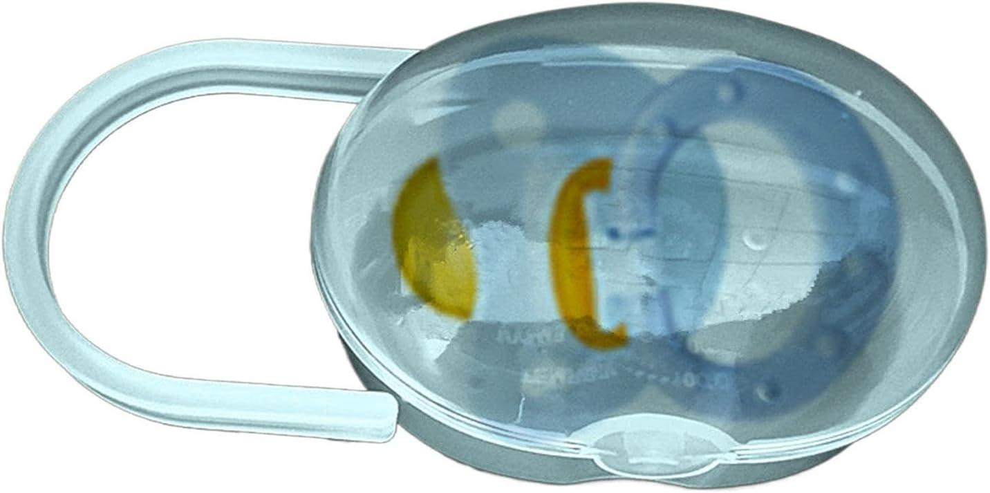 Blauw transparant stofdicht fopspeenetui met multifunctionele fopspeenhouder