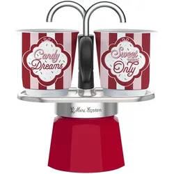 Bialetti Mini Express Set Candyland rot/weiss, Espressokocher, Rot, Weiss