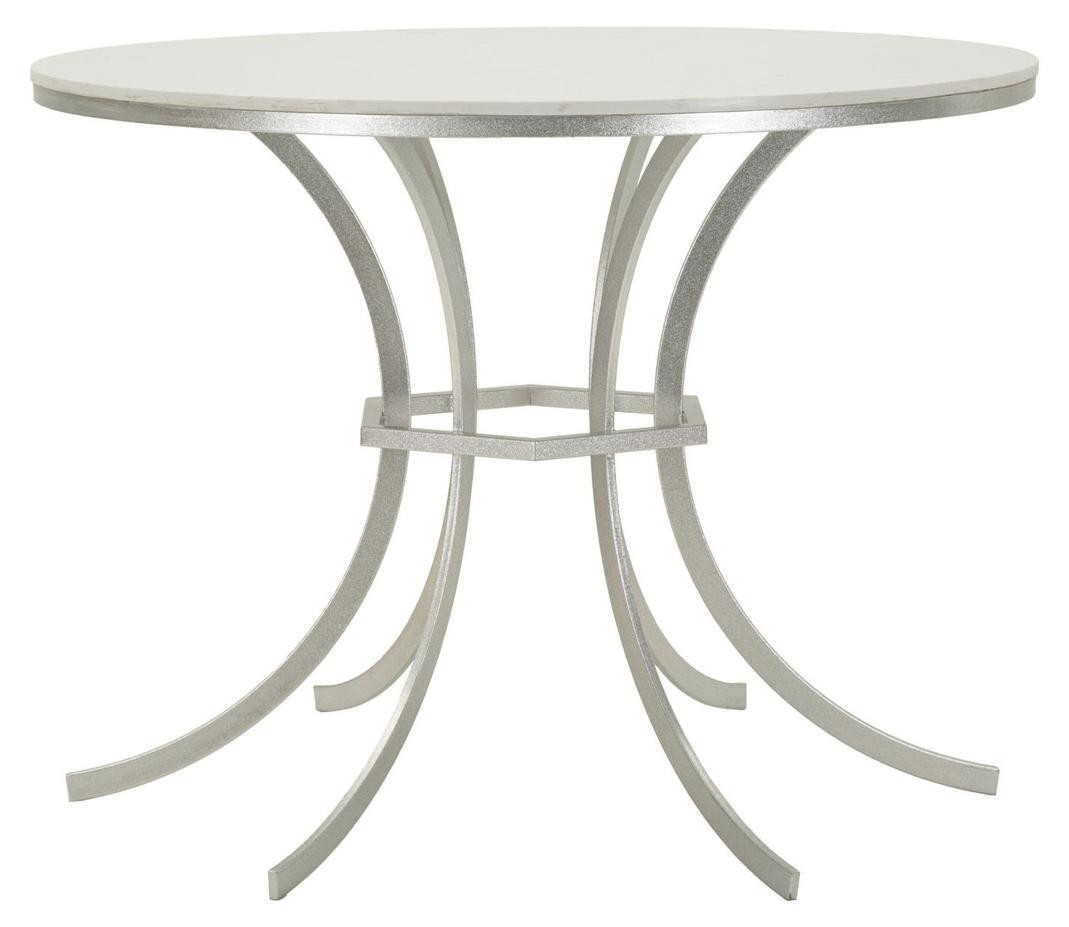 Kendra Home Ronde eettafel Istanbul van wit marmer en zilver ijzer Ø100 cm